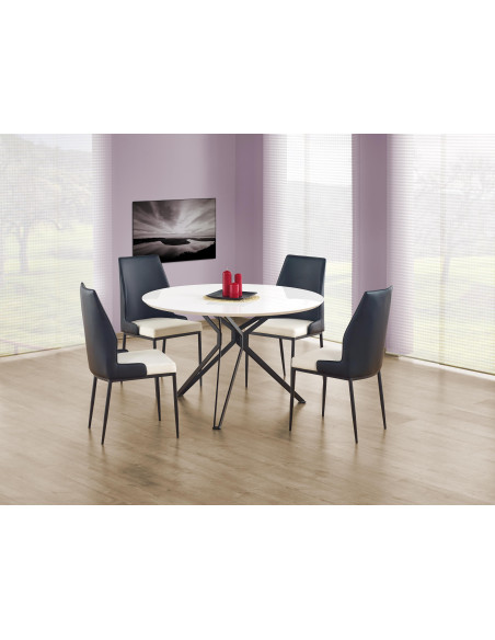 PIXEL 2 Stół Okrągły Biało/Czarny Fi120 cm - Nowoczesna Elegancja