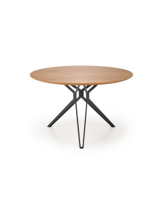 PIXEL 2 Stół Okrągły Fi 120 cm Dąb Złoty/Czarny - Ciepło i Nowoczesność