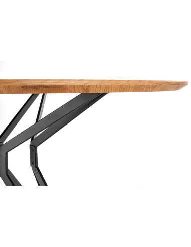 PIXEL 2 Stół Okrągły Fi 120 cm Dąb Złoty/Czarny - Ciepło i Nowoczesność