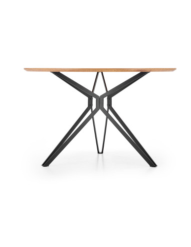 PIXEL 2 Stół Okrągły Fi 120 cm Dąb Złoty/Czarny - Ciepło i Nowoczesność