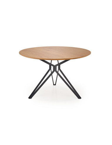 PIXEL 2 Stół Okrągły Fi 120 cm Dąb Złoty/Czarny - Ciepło i Nowoczesność