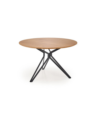 PIXEL 2 Stół Okrągły Fi 120 cm Dąb Złoty/Czarny - Ciepło i Nowoczesność