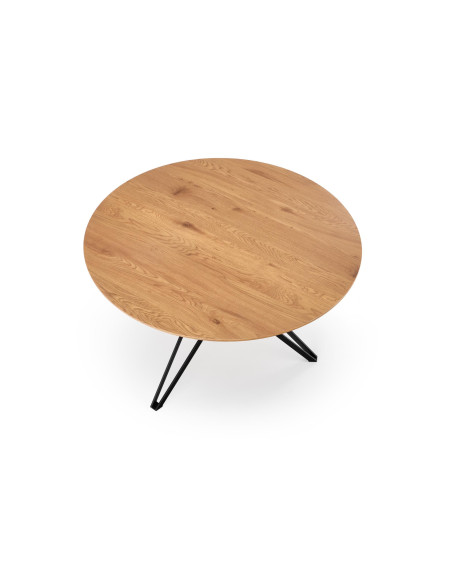 PIXEL 2 Stół Okrągły Fi 120 cm Dąb Złoty/Czarny - Ciepło i Nowoczesność