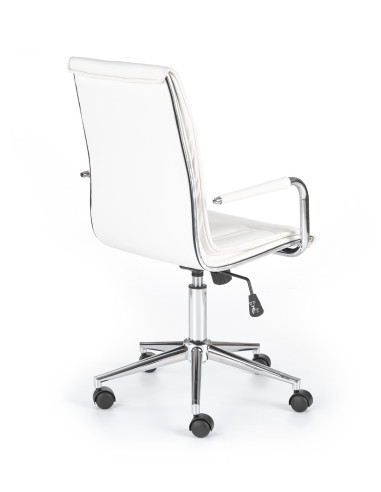 PORTO 2 Fotel Biurowy Eco Skóra Biała z Podłokietnikami Chromowanymi