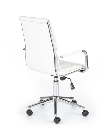 PORTO 2 Fotel Biurowy Eco Skóra Biała z Podłokietnikami Chromowanymi