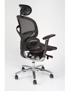 Largo fotel gabinetowy eco skóra / siatka / kółka / podłokietniki / zagłówek - czarny 2