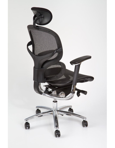 Largo fotel gabinetowy eco skóra / siatka / kółka / podłokietniki / zagłówek - czarny