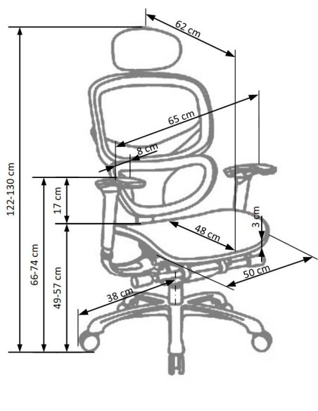 Largo fotel gabinetowy eco skóra / siatka / kółka / podłokietniki / zagłówek - czarny