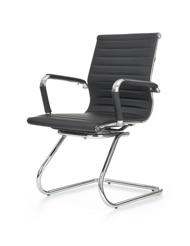 PRESTIGE Fotel Gabinetowy Eco Skóra Czarna / Chrom - Elegancja i Komfort