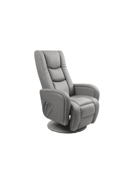 PULSAR Fotel Rozkładany z Funkcją Masażu Popielaty | Eco Skóra