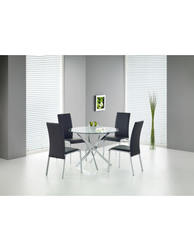 RAYMOND Szklany Okrągły Stół Fi100cm Nogi Chrom Połysk - Elegancja
