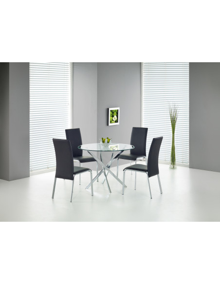 RAYMOND Szklany Okrągły Stół Fi100cm Nogi Chrom Połysk - Elegancja