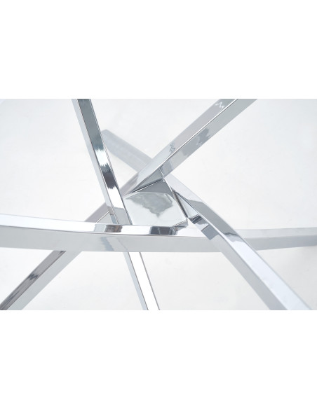 RAYMOND Szklany Okrągły Stół Fi100cm Nogi Chrom Połysk - Elegancja