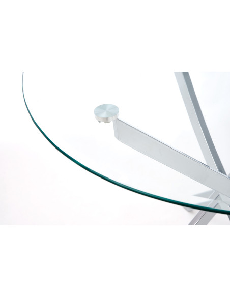 RAYMOND Szklany Okrągły Stół Fi100cm Nogi Chrom Połysk - Elegancja