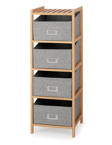 REG10 Regał Drewniany 28/26/83 cm z Szufladami Naturalny/Popielaty