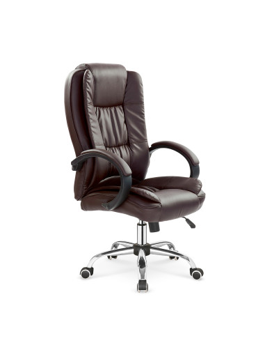 RELAX Fotel Gabinetowy Ciemny Brąz | Eco Skóra/Chrom - Klasyczna Elegancja