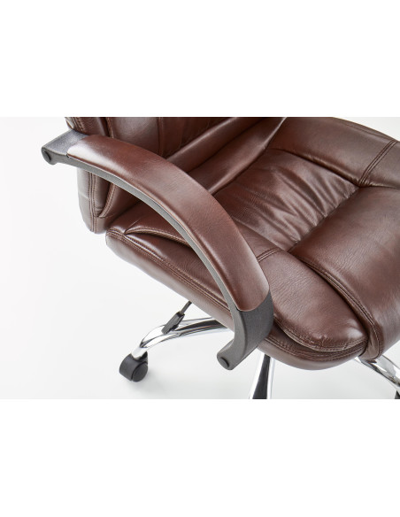 RELAX Fotel Gabinetowy Ciemny Brąz | Eco Skóra/Chrom - Klasyczna Elegancja