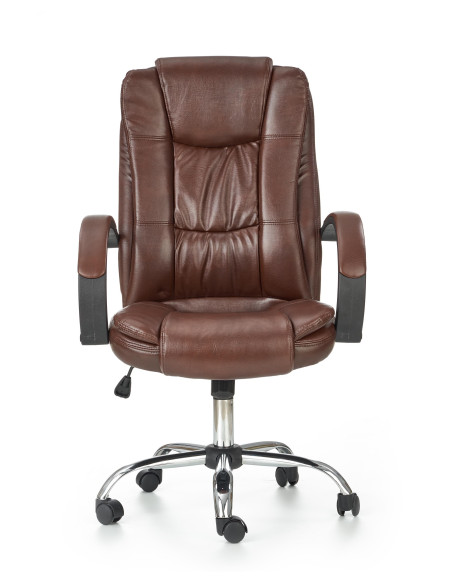 RELAX Fotel Gabinetowy Ciemny Brąz | Eco Skóra/Chrom - Klasyczna Elegancja