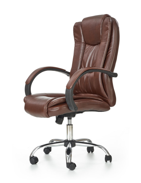 RELAX Fotel Gabinetowy Ciemny Brąz | Eco Skóra/Chrom - Klasyczna Elegancja