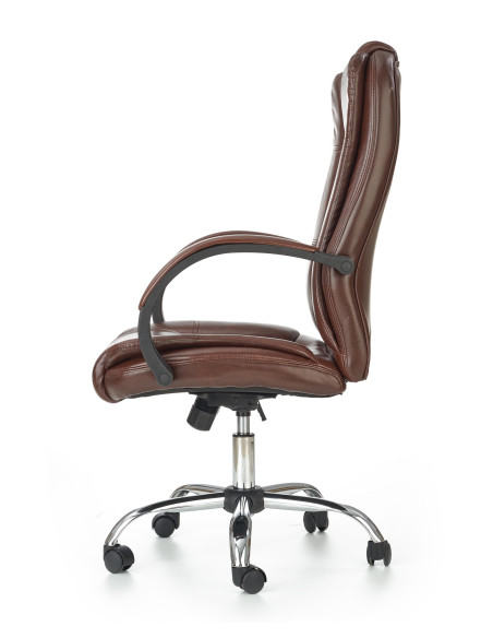 RELAX Fotel Gabinetowy Ciemny Brąz | Eco Skóra/Chrom - Klasyczna Elegancja