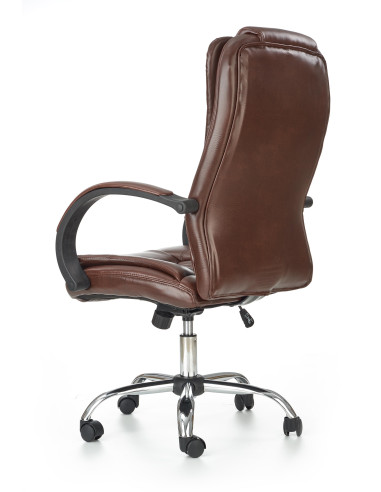 RELAX Fotel Gabinetowy Ciemny Brąz | Eco Skóra/Chrom - Klasyczna Elegancja