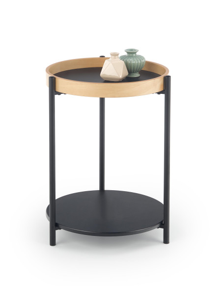 ROLO Ława z Półką Czarna/Dąb Naturalny- Nowoczesność i Elegancja