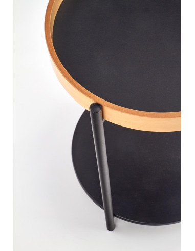 ROLO Ława z Półką Czarna/Dąb Naturalny- Nowoczesność i Elegancja