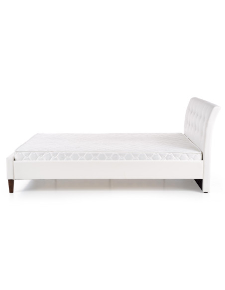 SAMARA Łóżko Drewniane z Pikowanym Zagłówkiem 160x200 cm Białe