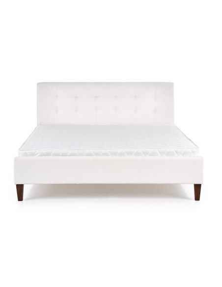 SAMARA Łóżko Drewniane z Pikowanym Zagłówkiem 160x200 cm Białe