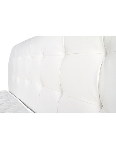 SAMARA Łóżko Drewniane z Pikowanym Zagłówkiem 160x200 cm Białe