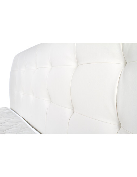 SAMARA Łóżko Drewniane z Pikowanym Zagłówkiem 160x200 cm Białe