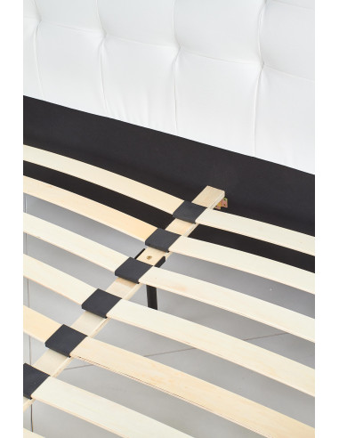 SAMARA Łóżko Drewniane z Pikowanym Zagłówkiem 160x200 cm Białe