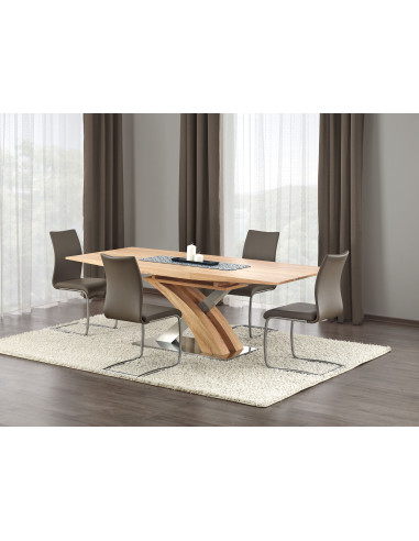 SANDOR Stół Rozkładany 160-220 cm Dąb Złoty MDF / Stal Nierdzewna