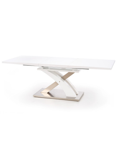 SANDOR Stół Rozkładany 160-220 cm Biały MDF / Stal Nierdzewna