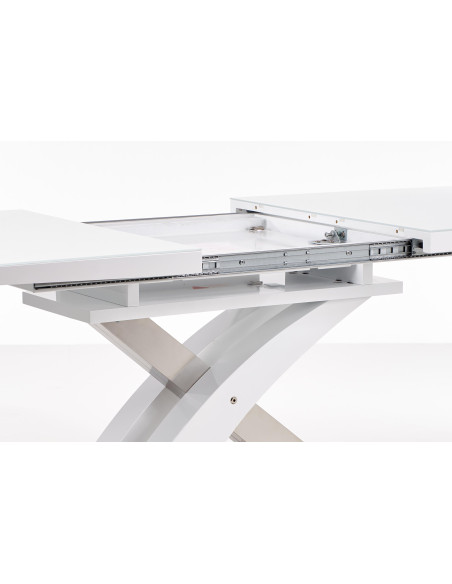 Stół rozkładany szkło / mdf SALVADOR 2 biały