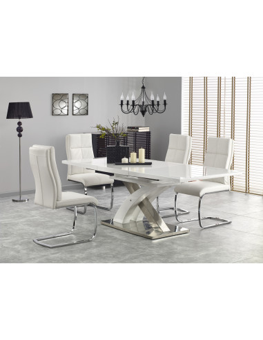 Stół rozkładany szkło / mdf SALVADOR 2 biały