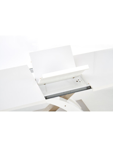 Stół rozkładany szkło / mdf SALVADOR 2 biały