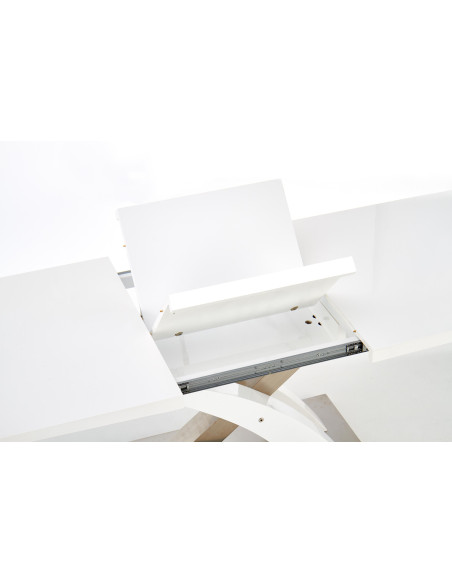 Stół rozkładany szkło / mdf SALVADOR 2 biały