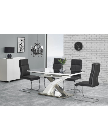 Stół rozkładany szkło / mdf SALVADOR 2 czarny