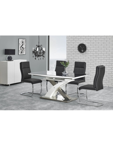 Stół rozkładany szkło / mdf SALVADOR 2 czarny