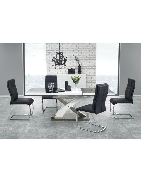 Stół rozkładany szkło / mdf SALVADOR 2 czarny