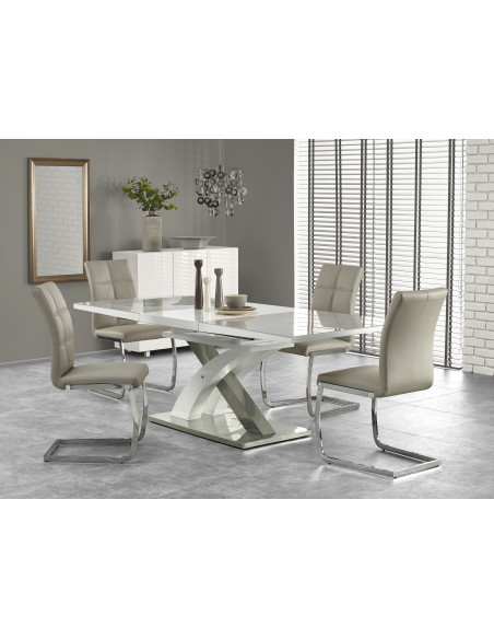 Stół rozkładany szkło / mdf SALVADOR 2 popiel