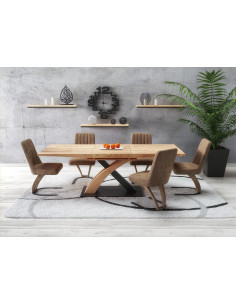 SANDOR 3 Stół Rozkładany 160-220 cm Dąb Złoty/Czarny - Nowoczesny