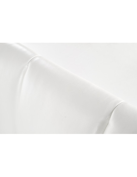 SANDY Łóżko Pikowane 160x200 cm Eco Skóra Biała/ Drewno Lite Bukowe