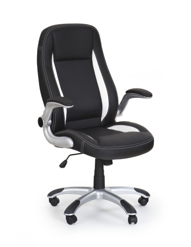 SATURN Fotel Gabinetowy | Czarna Eco Skóra, Regulowane podłokietniki