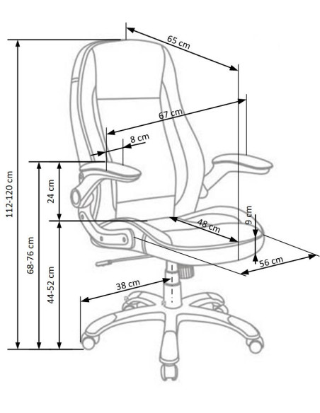 SATURN Fotel Gabinetowy | Czarna Eco Skóra, Regulowane podłokietniki