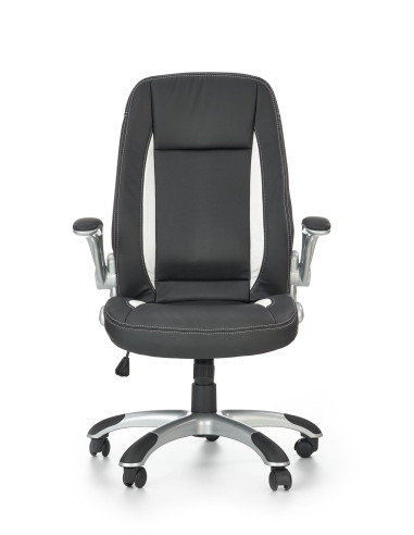 SATURN Fotel Gabinetowy | Czarna Eco Skóra, Regulowane podłokietniki