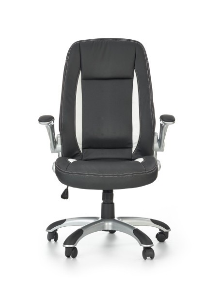 SATURN Fotel Gabinetowy | Czarna Eco Skóra, Regulowane podłokietniki