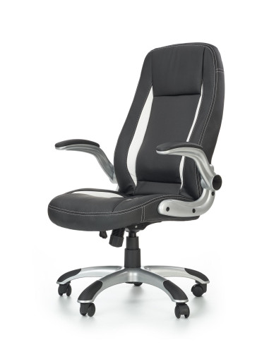 SATURN Fotel Gabinetowy | Czarna Eco Skóra, Regulowane podłokietniki