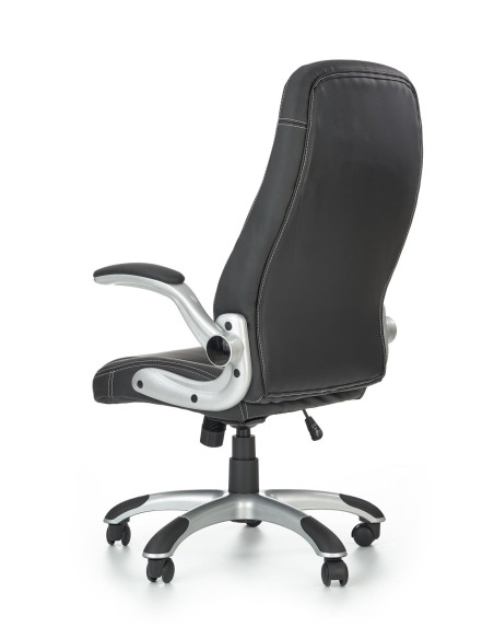 SATURN Fotel Gabinetowy | Czarna Eco Skóra, Regulowane podłokietniki